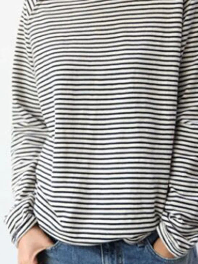 Cozy Striped Raglan Long Sleeve Pullover Sweater