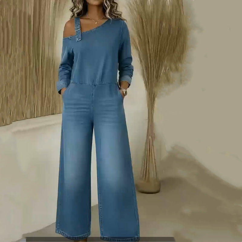 Cowboy One Neck Zipper Pocket Jumpsuit