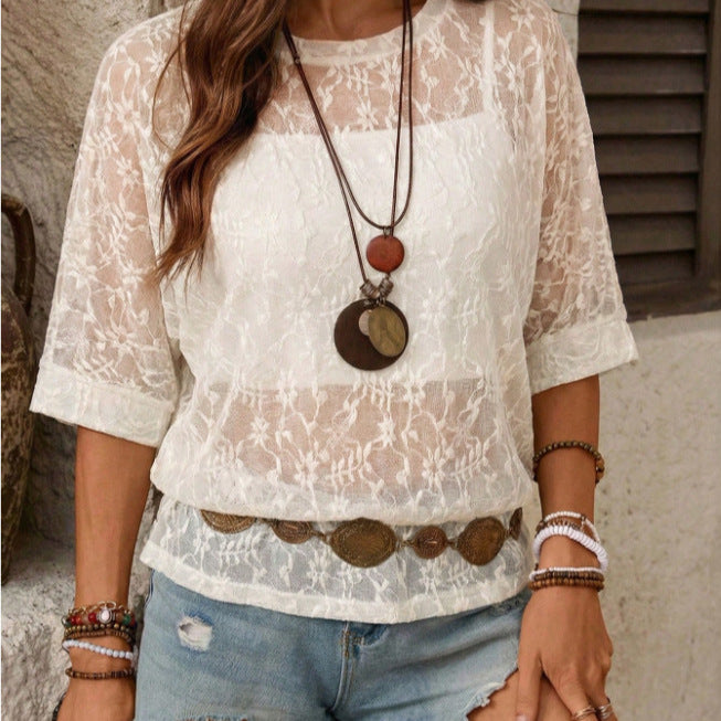 Loose-fitting Crewneck Short-sleeve T-shirt For Women