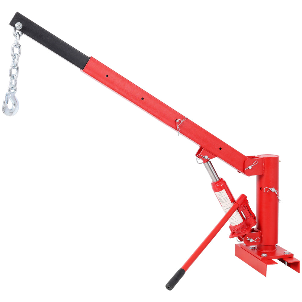 1000 lb Capacity Pickup Truck Hoist Lift Jib Crane with Swivel Base – Red