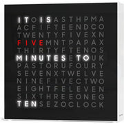 ® LED Word Clock Pro with Dimmable Light 9.45" Modern Design and Red 5Minute Alerts Electronic Accent Wall and Desk Clock Contemporary Home and Office Decor Housewarming Gift