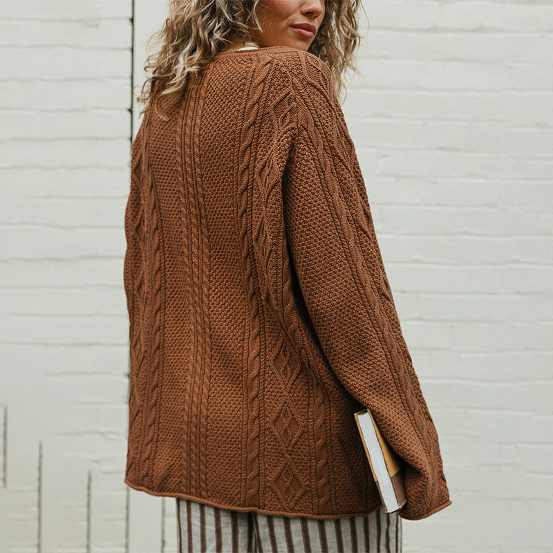 Womens Comfortable Casual and Stylish Cable-knit Sweater