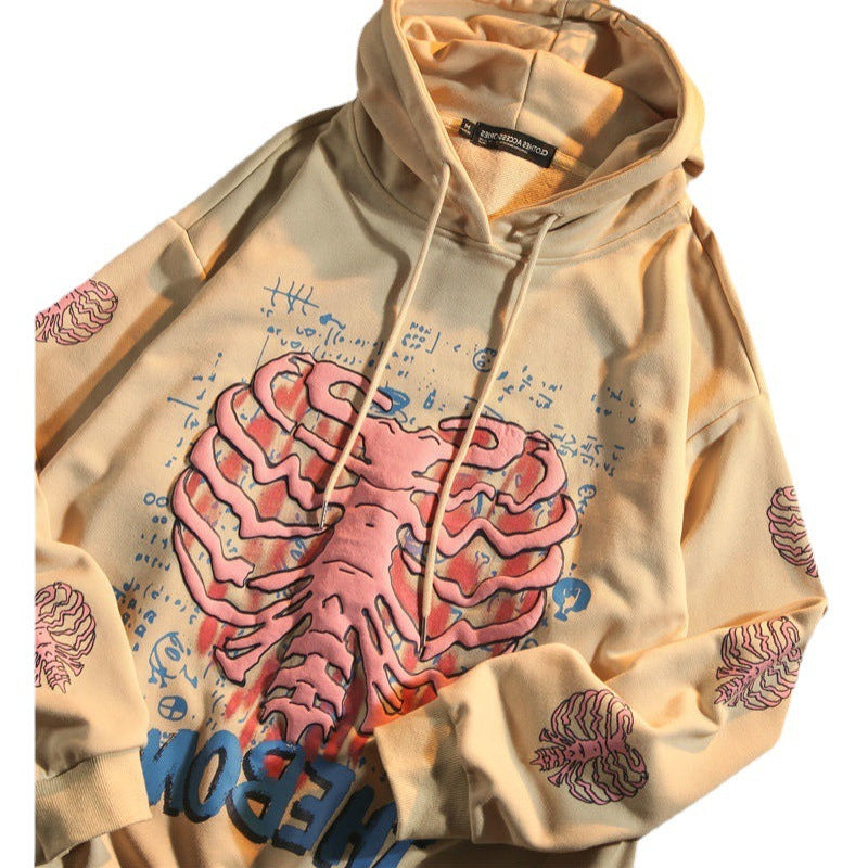 Cute Cartoon Print Casual Hoodie Coat for Women