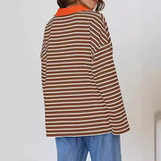 Casual Colorblock Embroidered Lantern Sleeve Pullover Sweatshirt