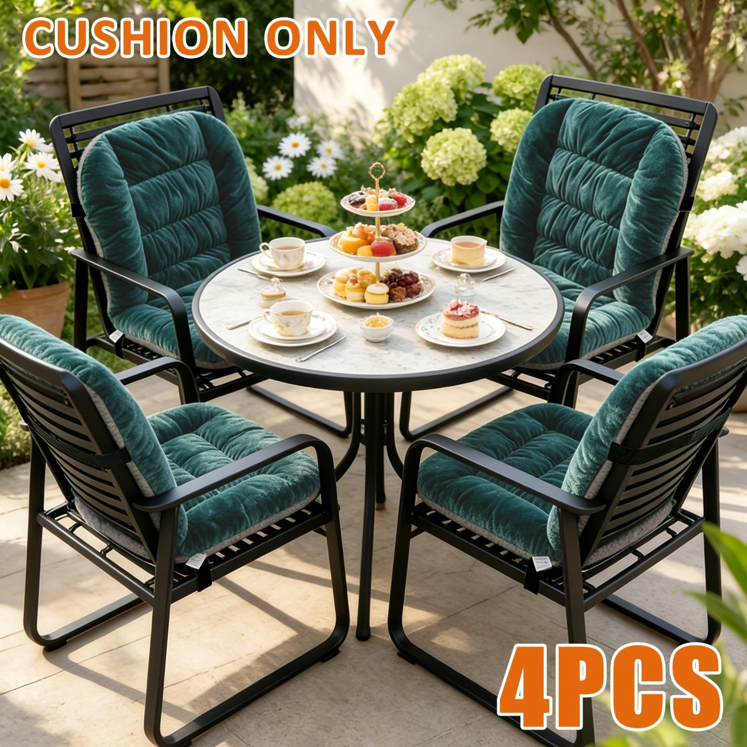 4pcs Thickened Outdoor Chair Cushions with Backrest Support, Suitable for Patio Furniture, Soft And Comfortable, Suitable for Garden Loungers, Terraces, And Balcony Furniture, Durable And Comfortable Fit