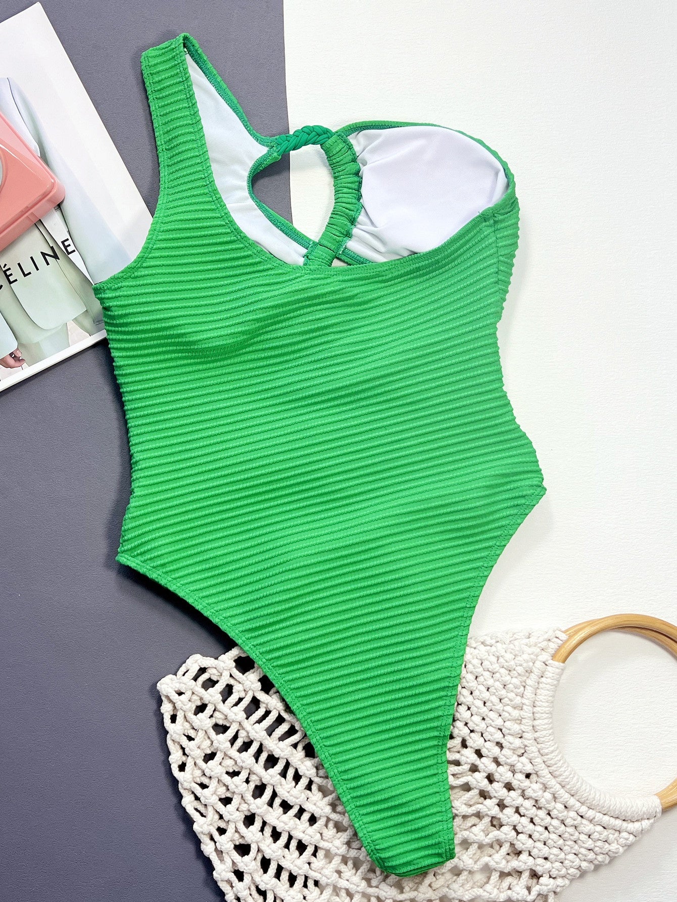 Chic Solid Color One-Piece Bikini Swimsuit