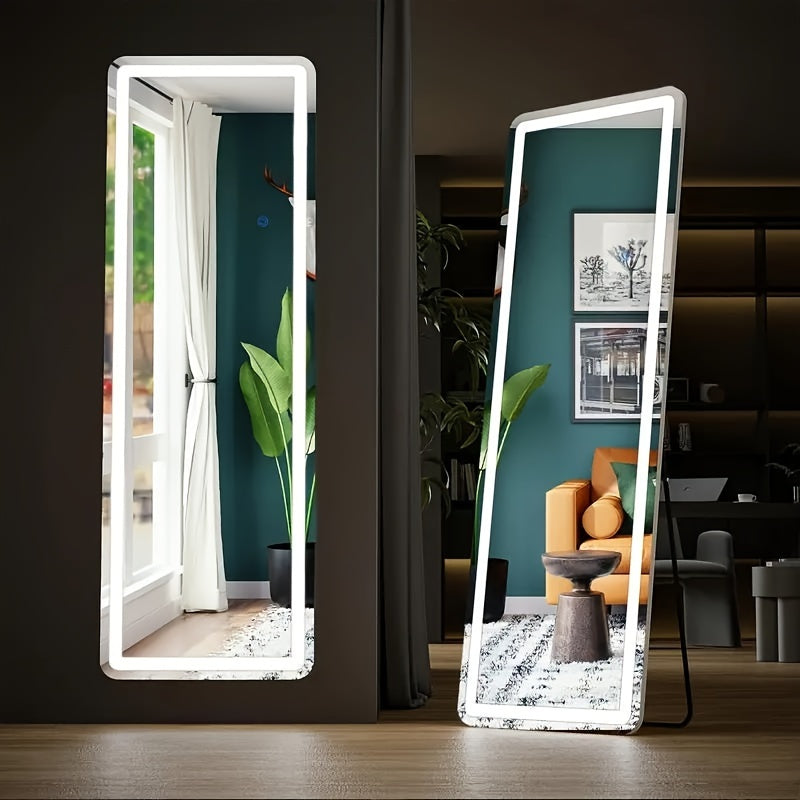 Full-length floor mirror with aluminum frame for bedroom or living room