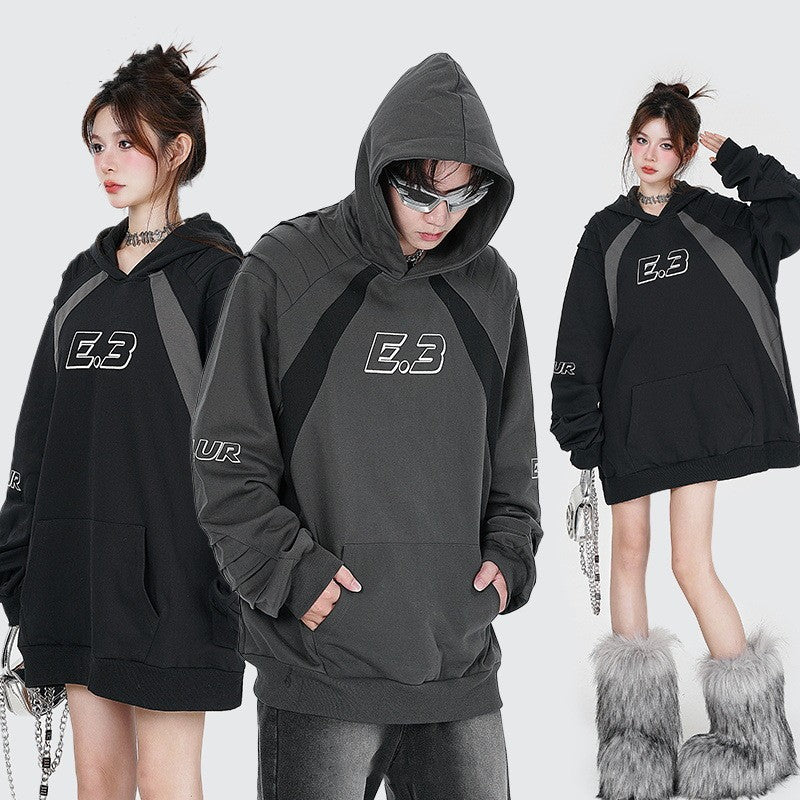 Dark High Street Oversized Colorblock Hoodie