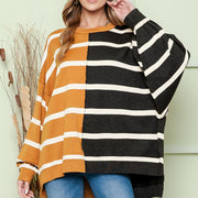 Women's Striped Loose Long-Sleeve Casual Pullover Sweater