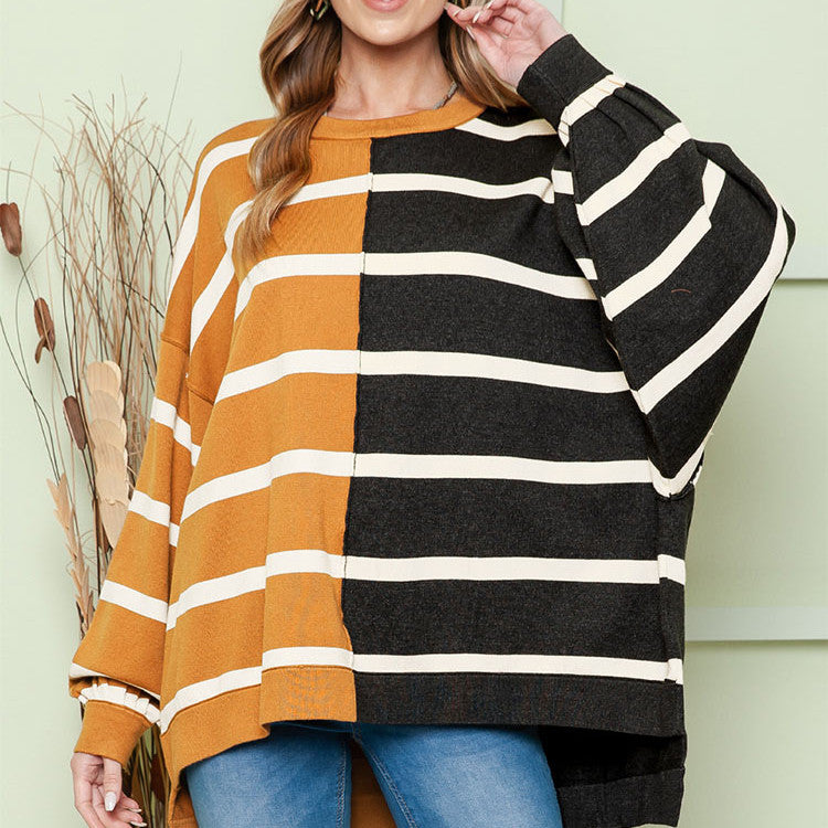 Women's Striped Loose Long-Sleeve Casual Pullover Sweater