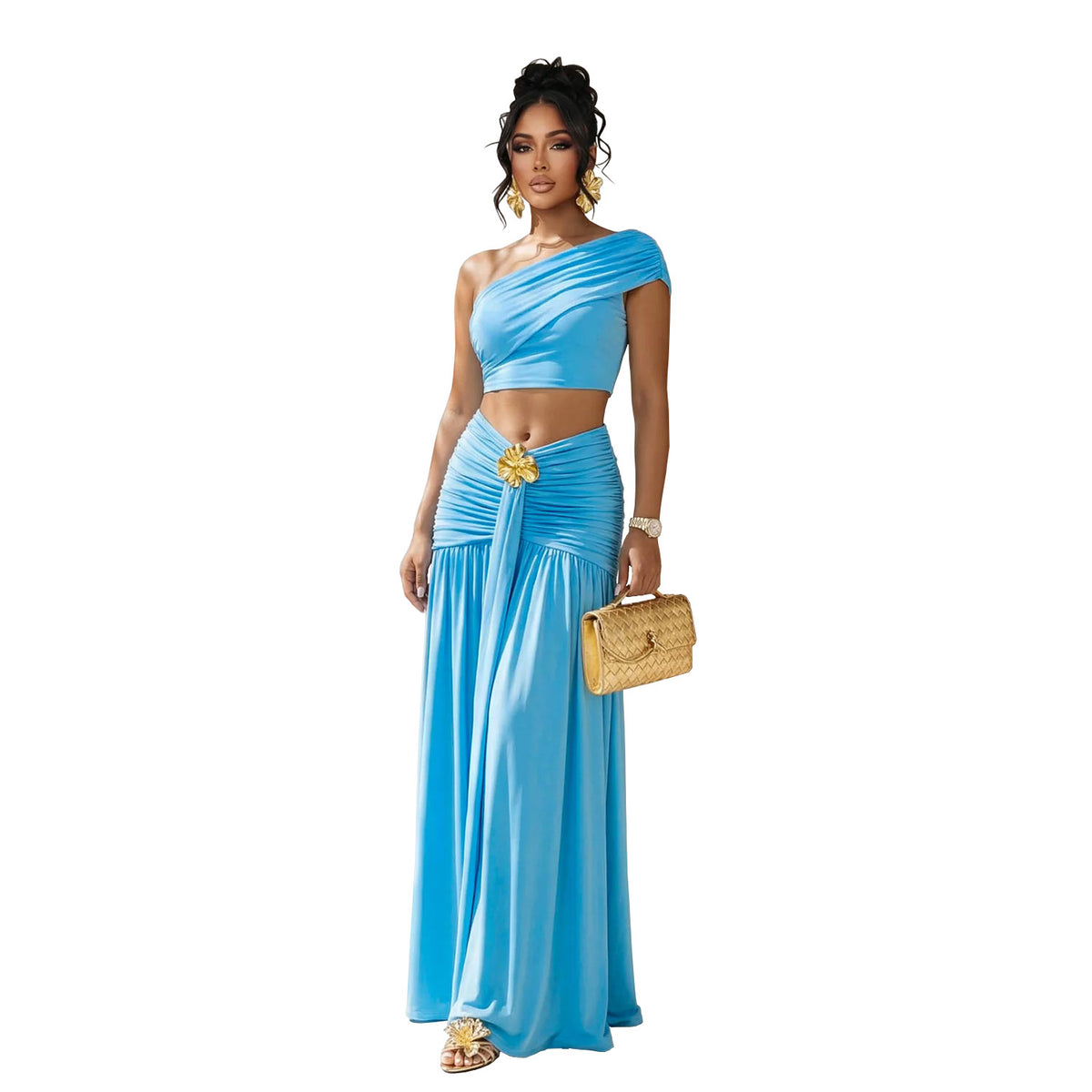 Off-shoulder Crop Top and Skirt Set
