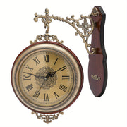 OUKANING Double-Sided 12" Antique Style Wall Clock for Home Decor and Gifts