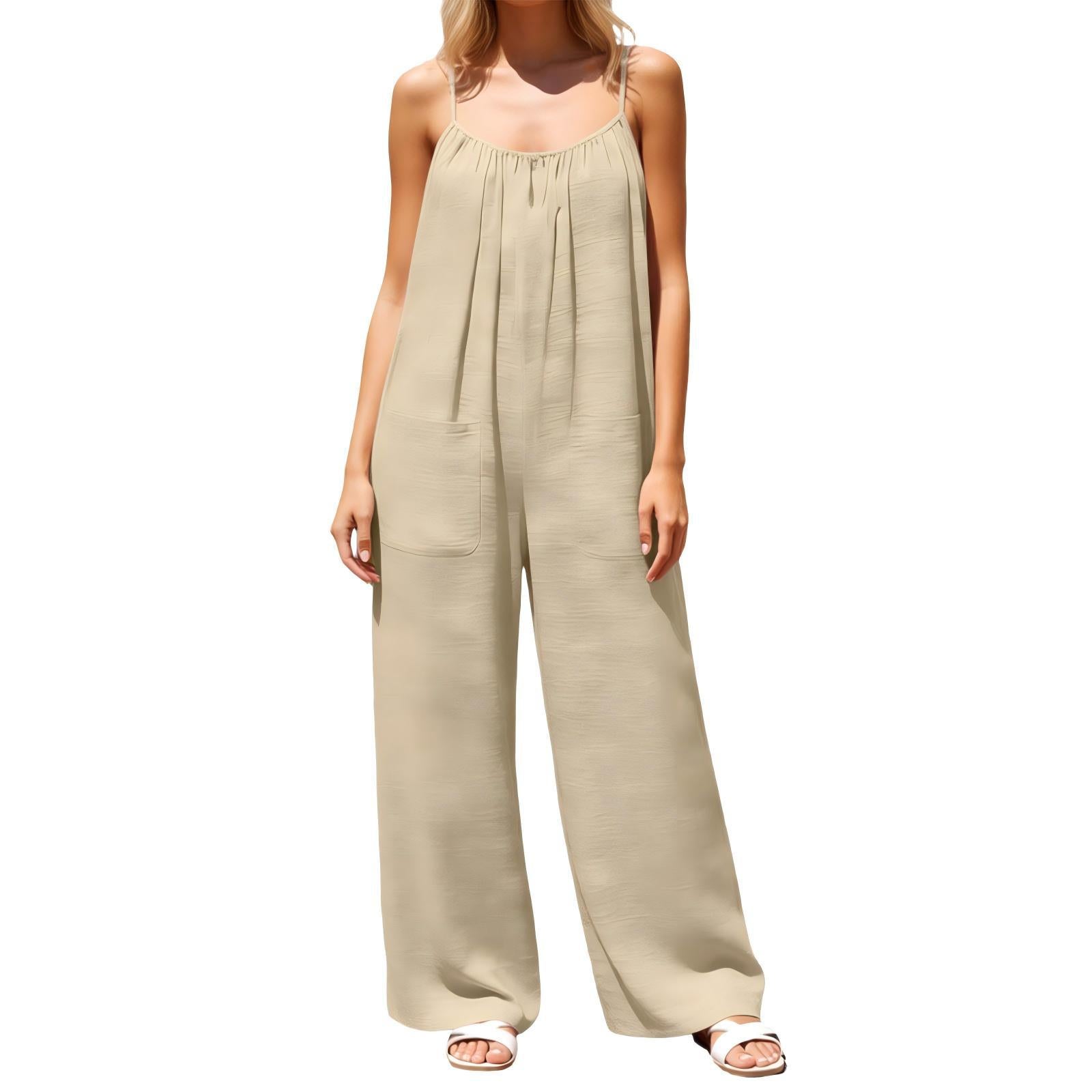 European And American-style Strap Wide-leg Jumpsuit Womens New Summer Style