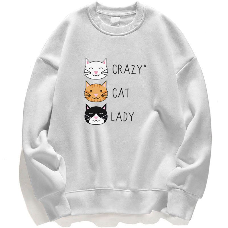 Funny Crazy Cat Print Casual Women's Sweatshirt