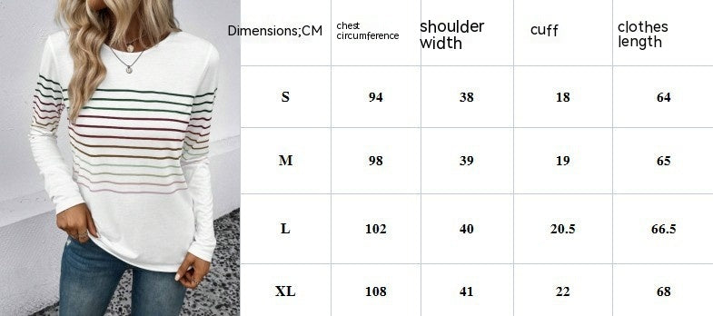 Women's Striped Round Neck Long Sleeve Casual Top