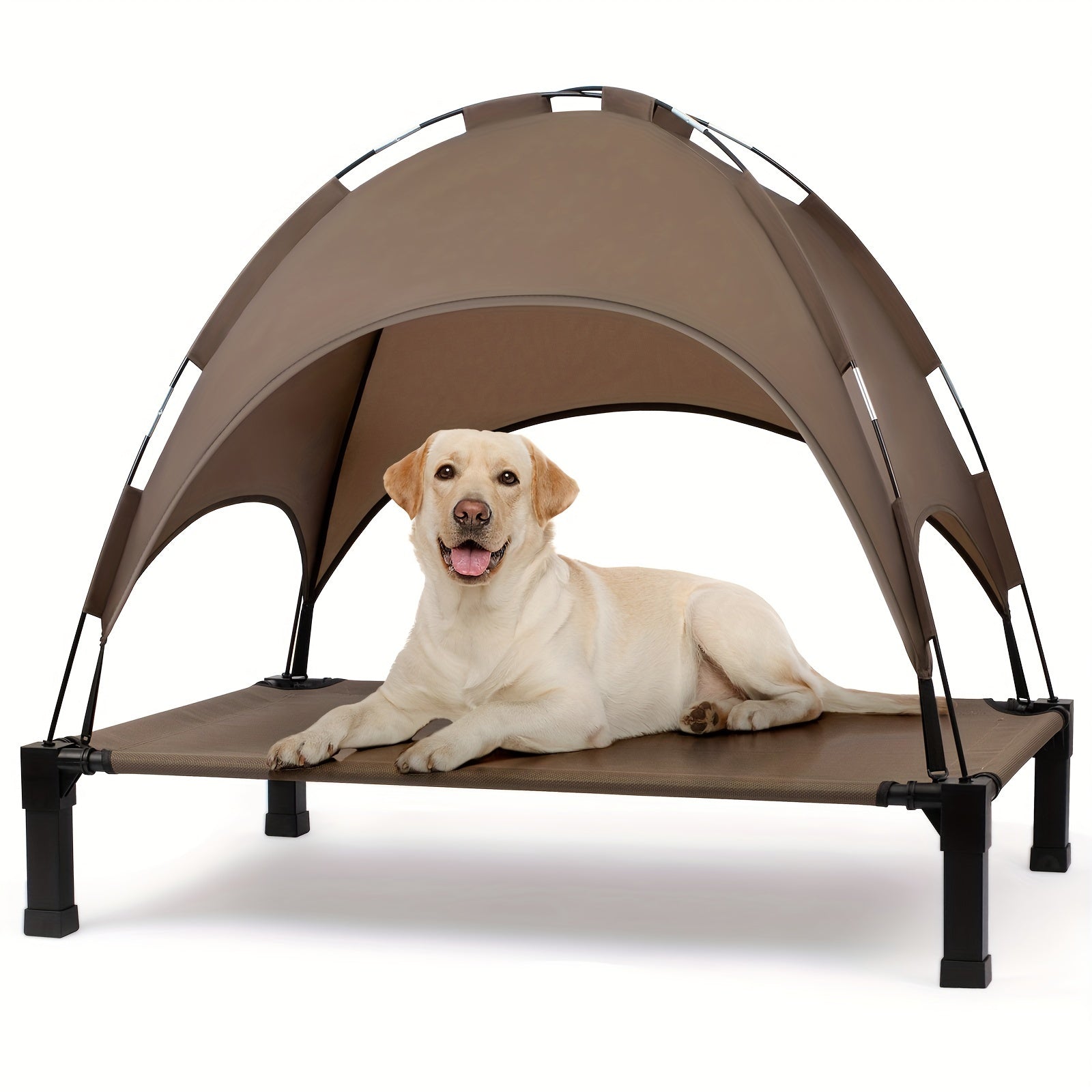 Elevated Dog Bed With Canopy, Outdoor Dog Bed Cot With Removable Shade Tent, Portable Raised Pet Cot Cooling Bed For Dogs And Cats