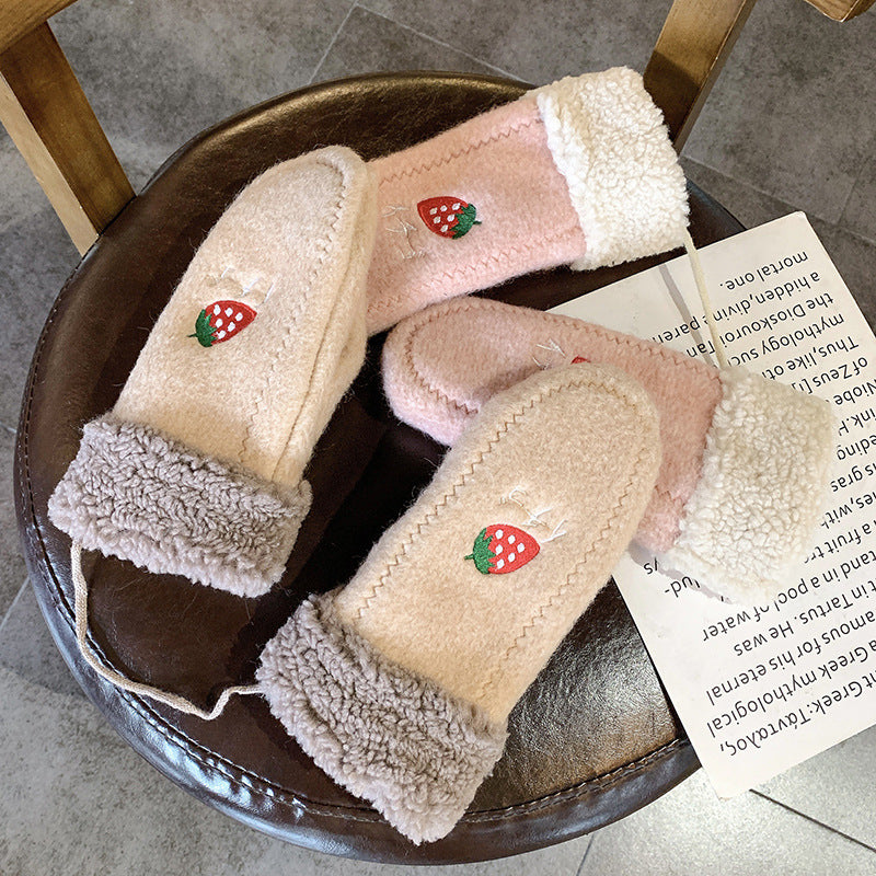 Stay Warm Strawberry Cycling Gloves for Women