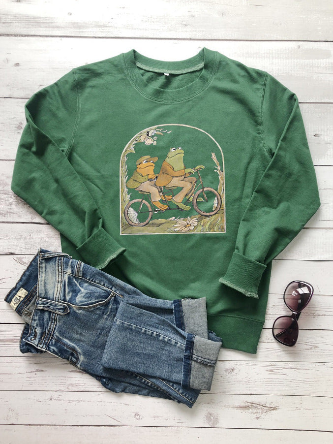 Cute Frog & Toad Casual Cotton Pullover Sweatshirt