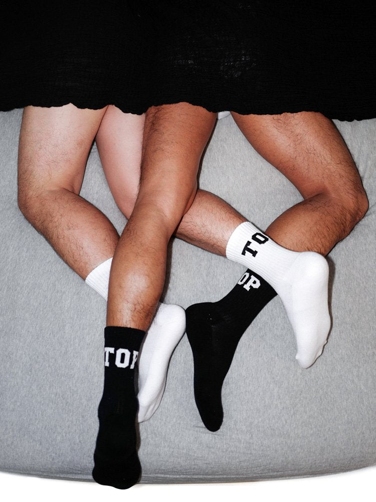 Men's Sports Socks, White & Black, Breathable Cotton