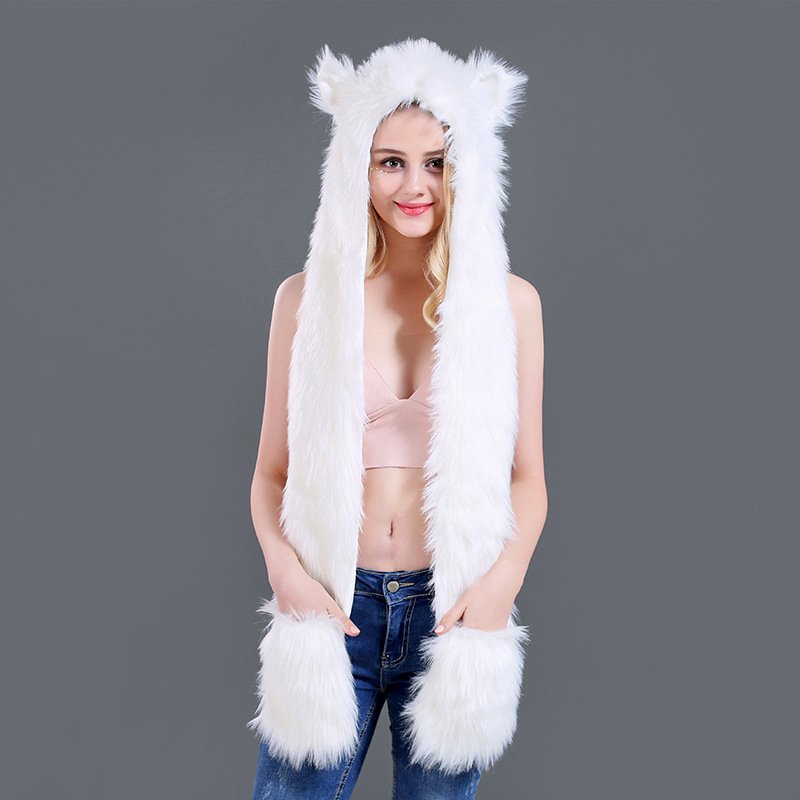 Winter Cartoon Animal Hat Set - Gloves & Scarf