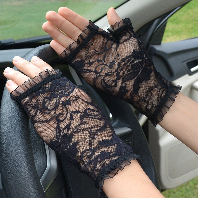 Lace Mesh Fingerless Gloves for Women