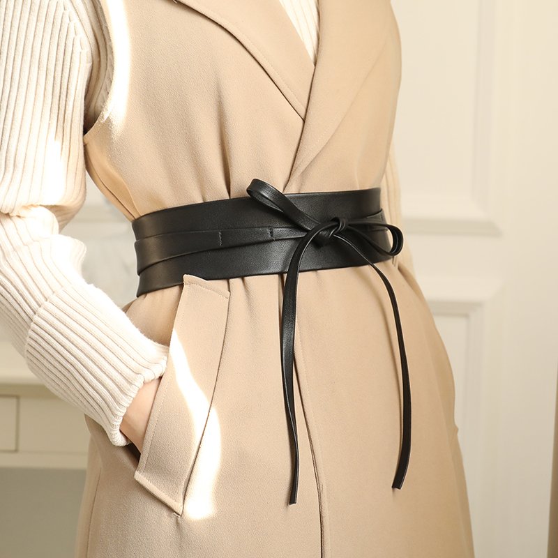 Elegant Women's PU Belt with Tassel Bow