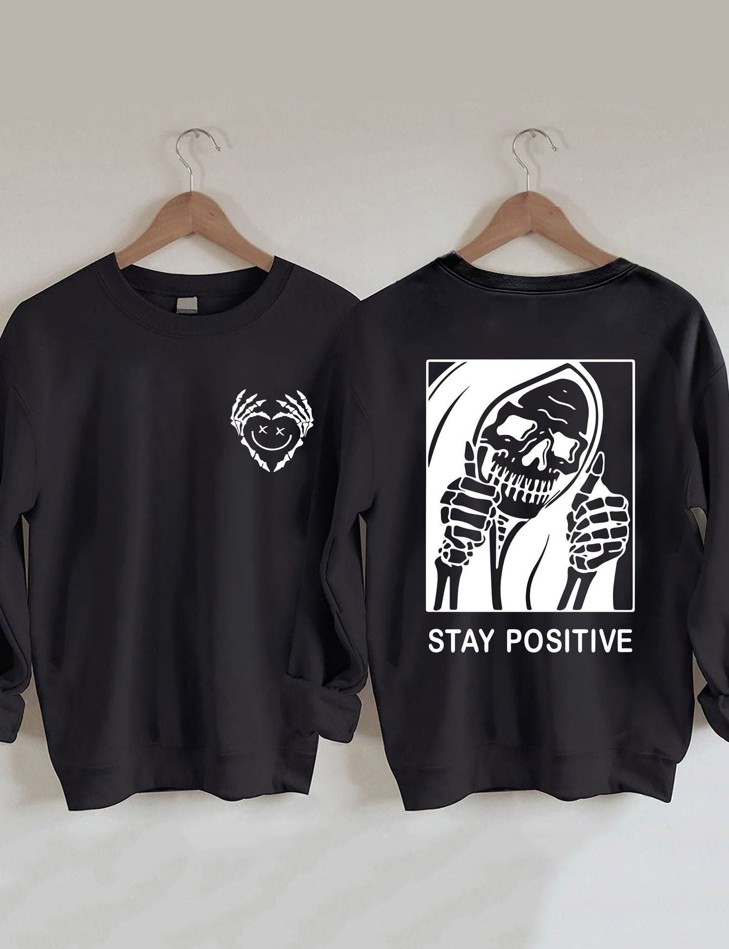 Cute Heart Skull Graphic Streetwear Pullover Sweater