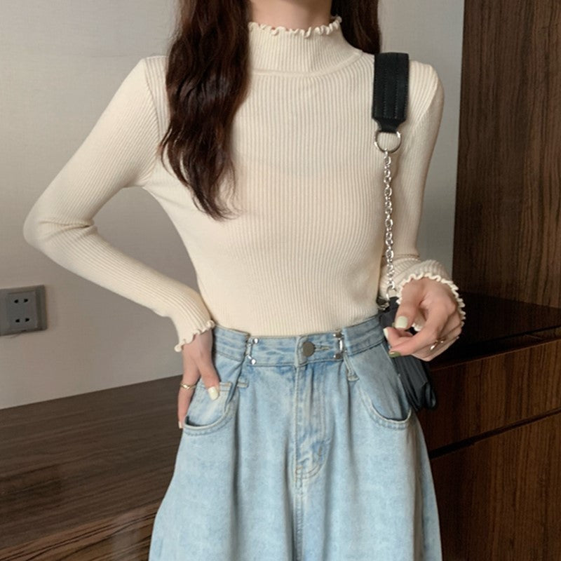 Slim-Fit Mock Neck Long-Sleeve Layering Sweater