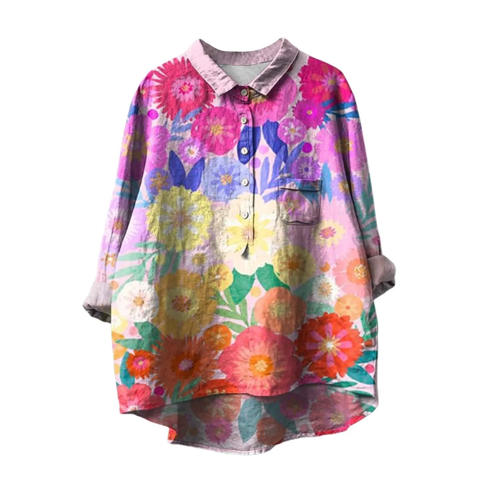 New Loose Print Crew Neck Casual Plus Size Women's T-shirt