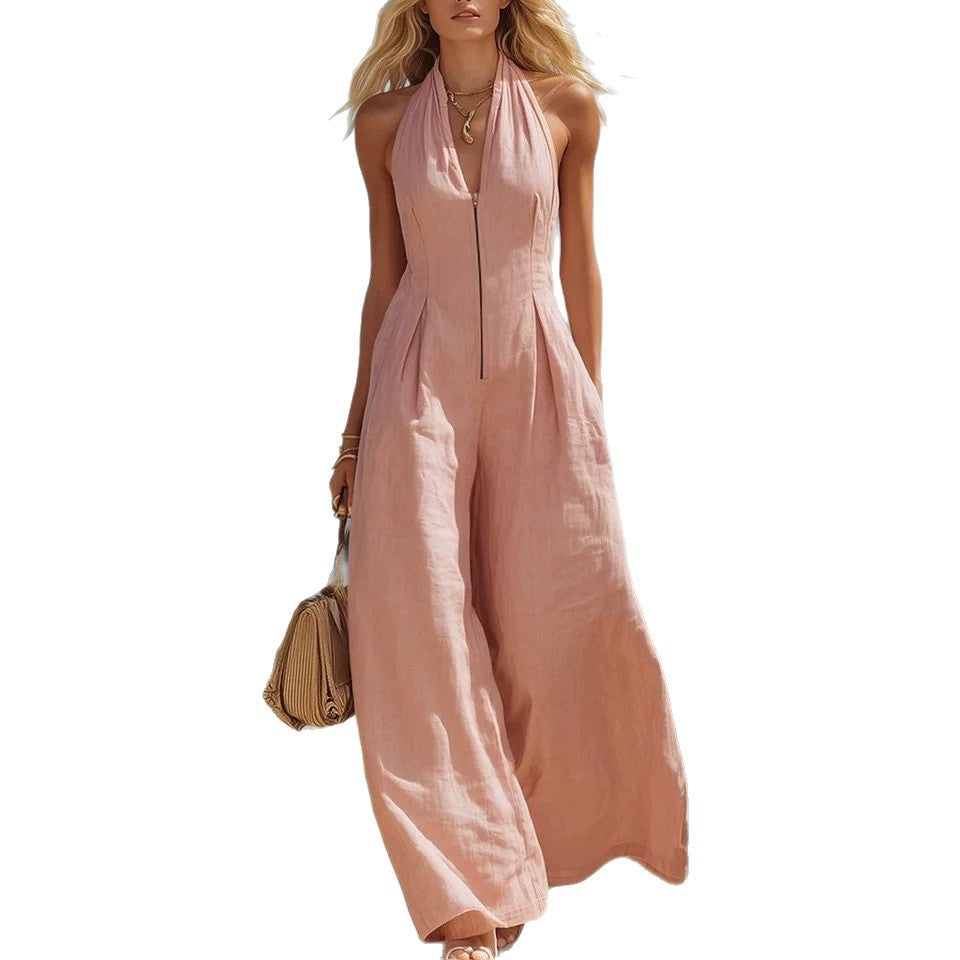 Elegant Halter-Neck Sleeveless Jumpsuit
