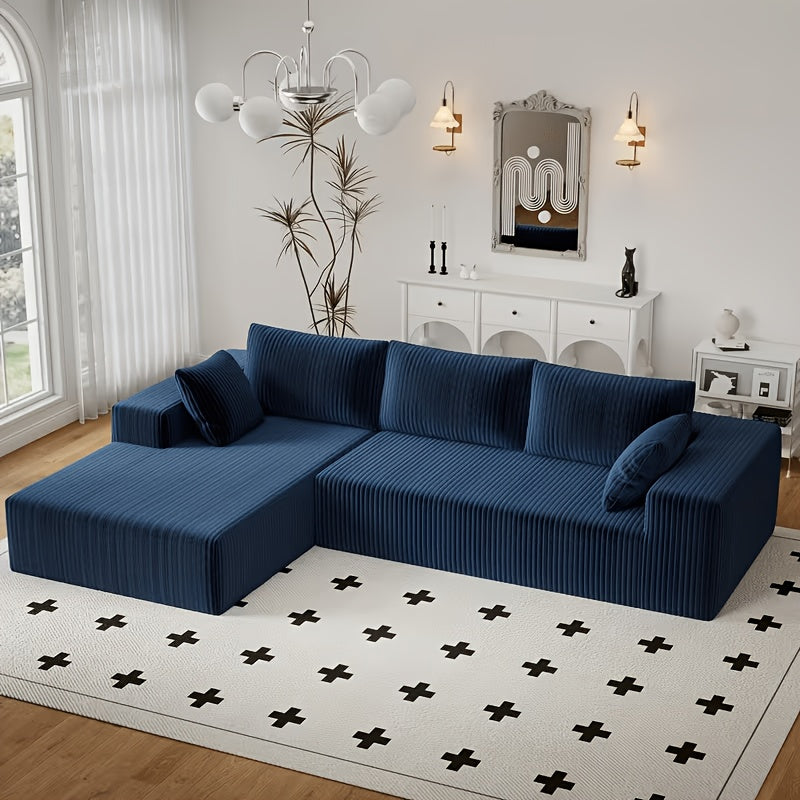 96 Inch L-Shaped Cloud Sofa Set for Living Rooms and Bedrooms