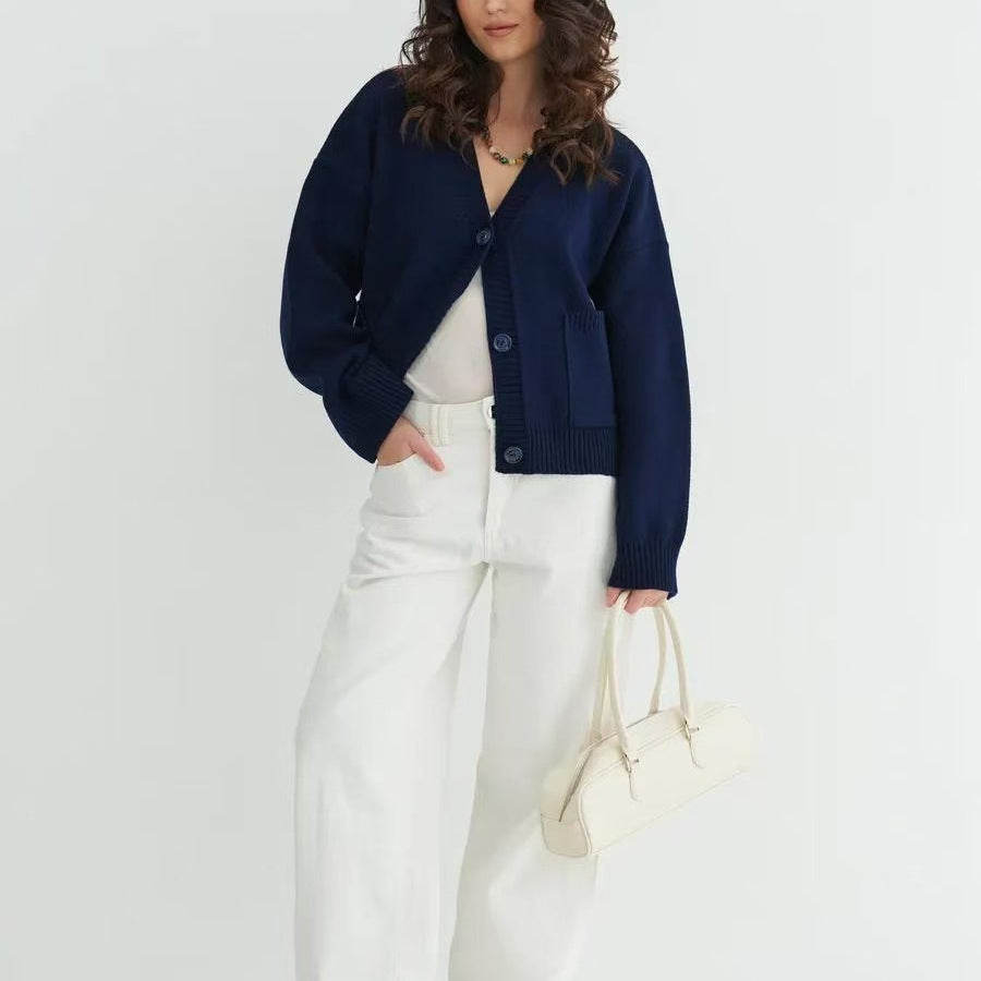 Loose and Idle Soft Glutinous Design Sweater Coat