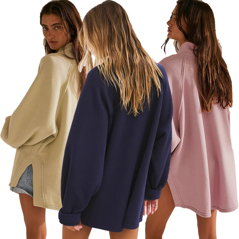 Casual Deep V-Neck Loose Pocket Sweatshirt for Women