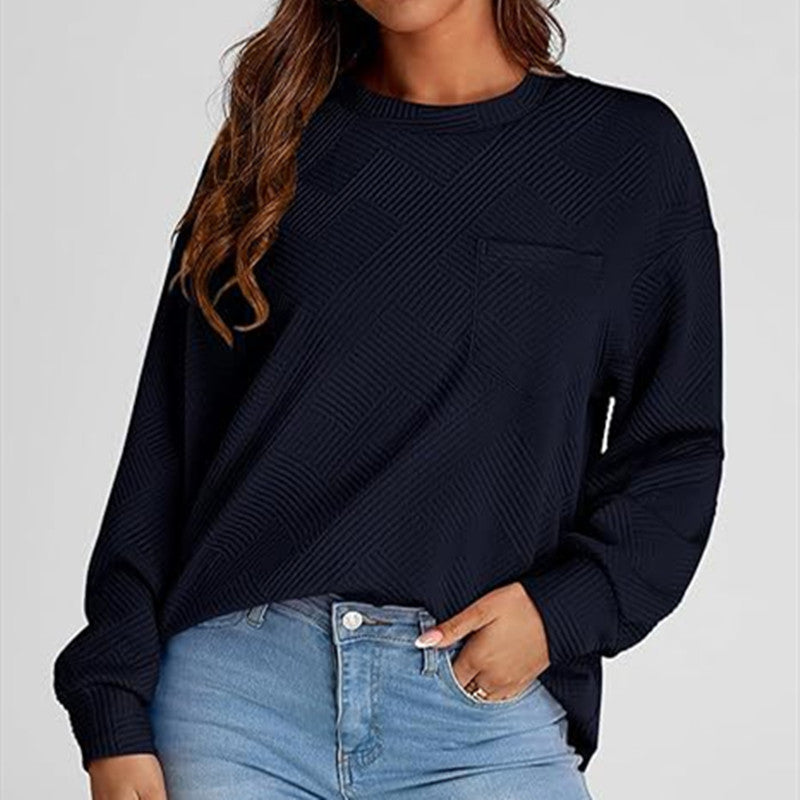 Cozy Drop-Shoulder Textured Long-Sleeve Sweater