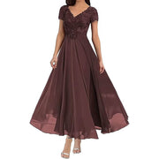 Short Sleeve Sexy Long Evening Dress
