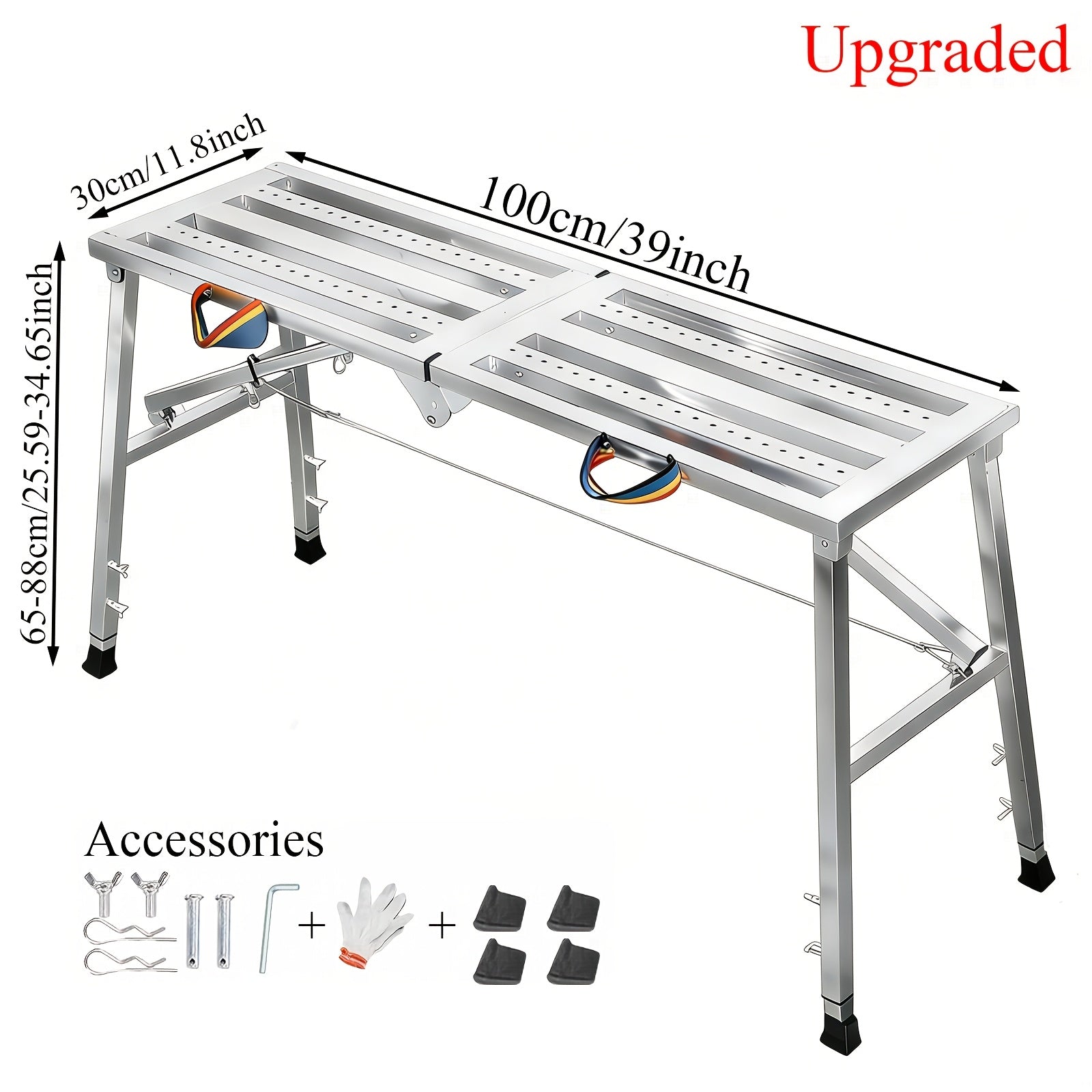 Heavy-Duty Foldable Workbench with Adjustable Height and Railing