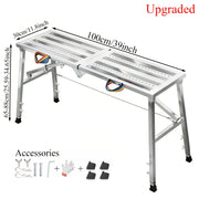 Heavy-Duty Foldable Workbench with Adjustable Height and Railing