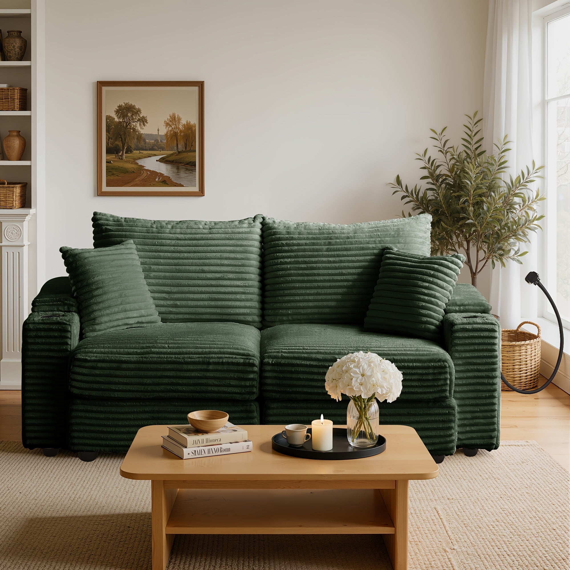 Left chaise L-shaped sectional sofa with memory foam cushions and corduroy upholstery