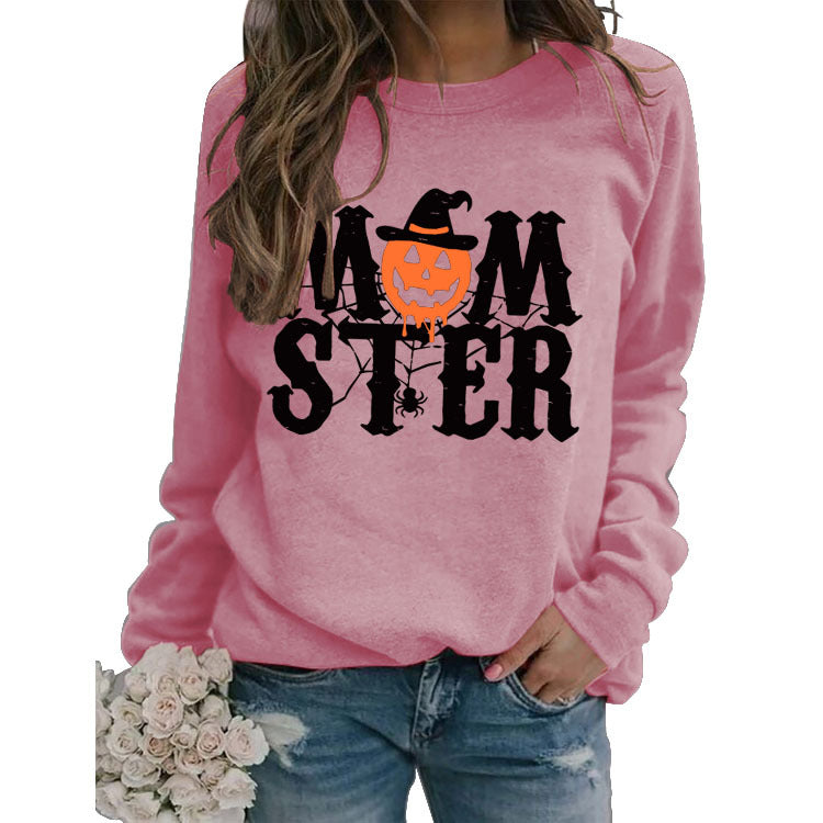 MOM STER Cute Graphic Long Sleeve Pullover Sweatshirt