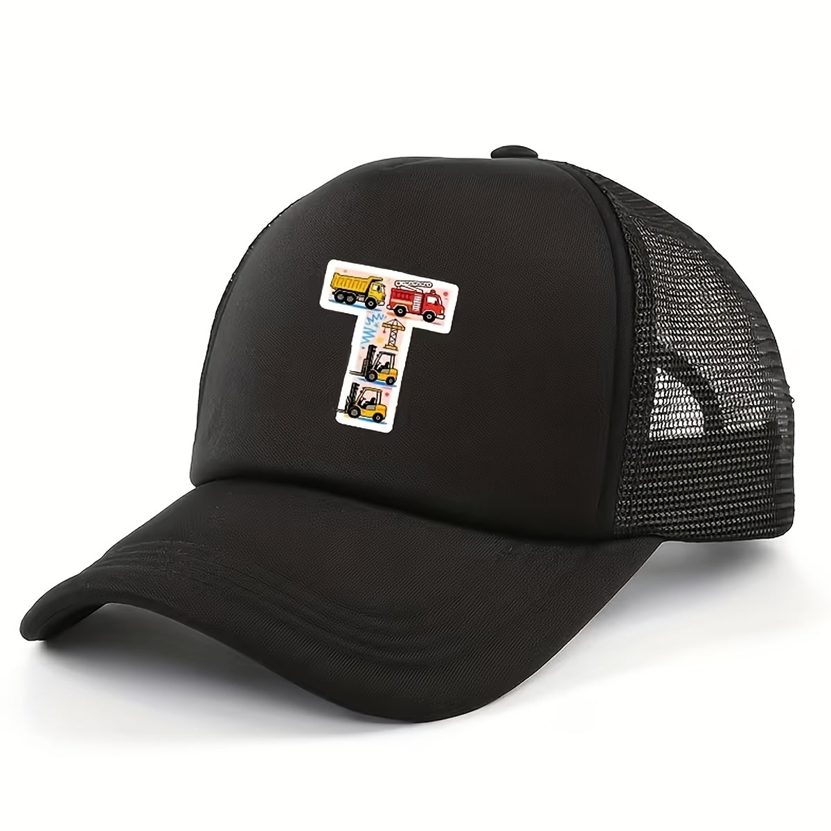 Adjustable Construction Vehicle Printed Trucker Hat for Kids