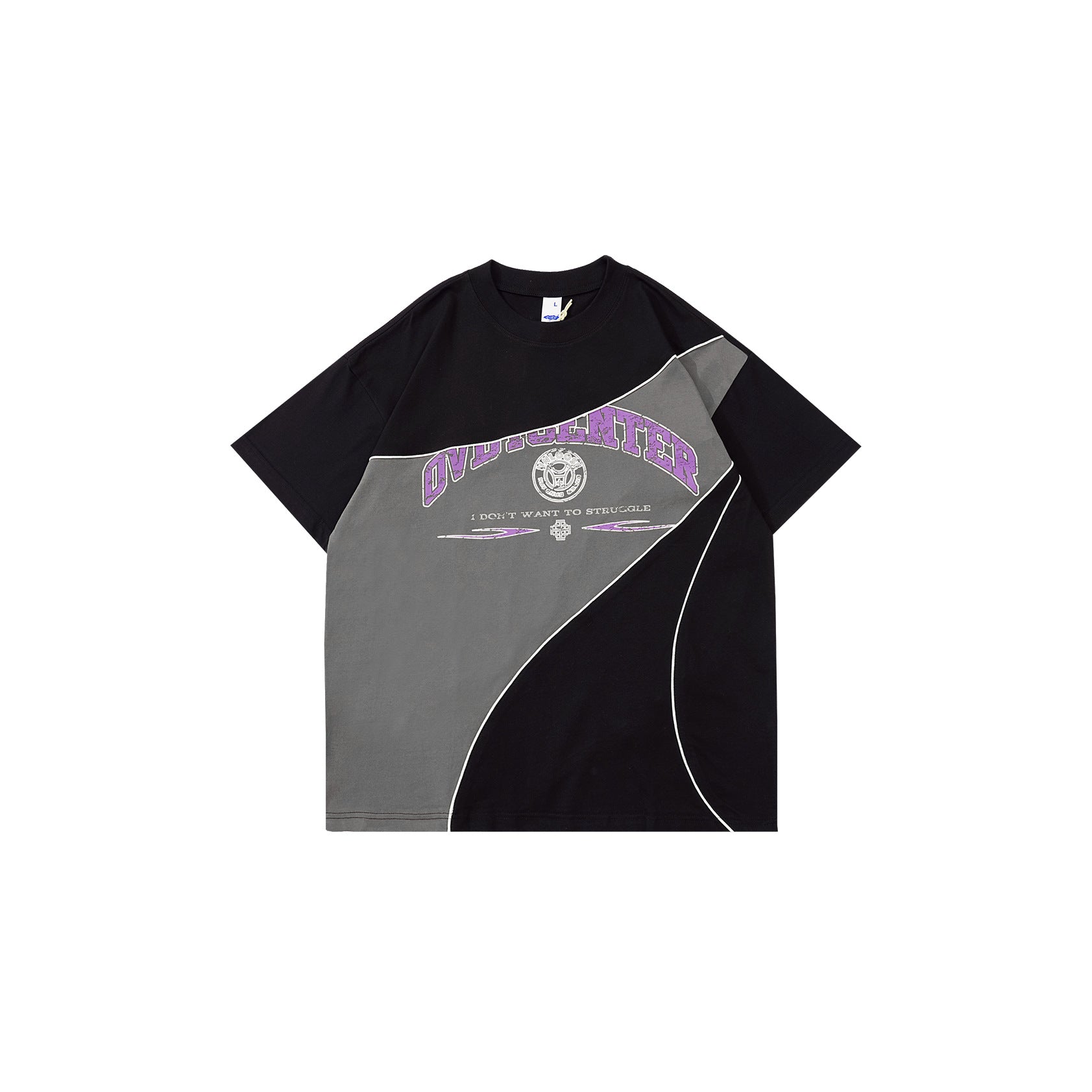Retro Colorblock Drop-Shoulder Short Sleeve Tee