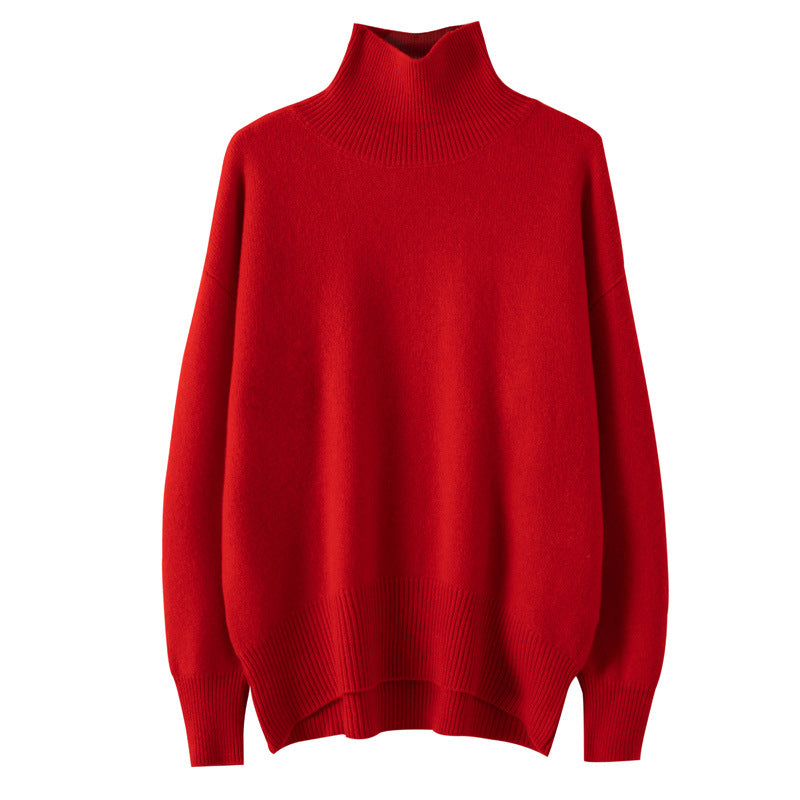 Women's High-neck Pure Wool Sweater Extra-thick Cashmere