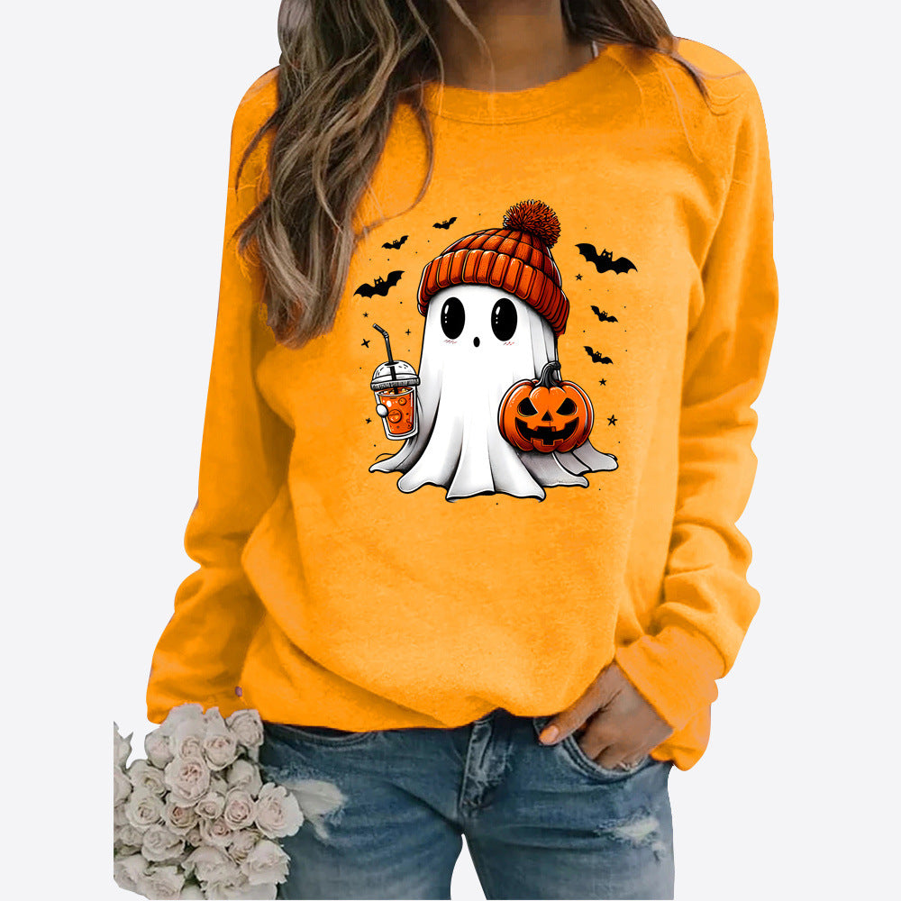 Halloween Print Long Sleeve Pullover Sweater