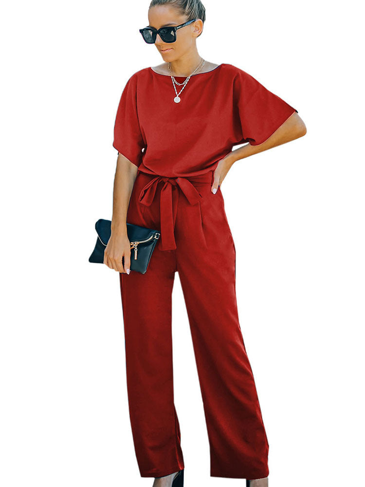 Casual Drawstring Wide-Leg Jumpsuit