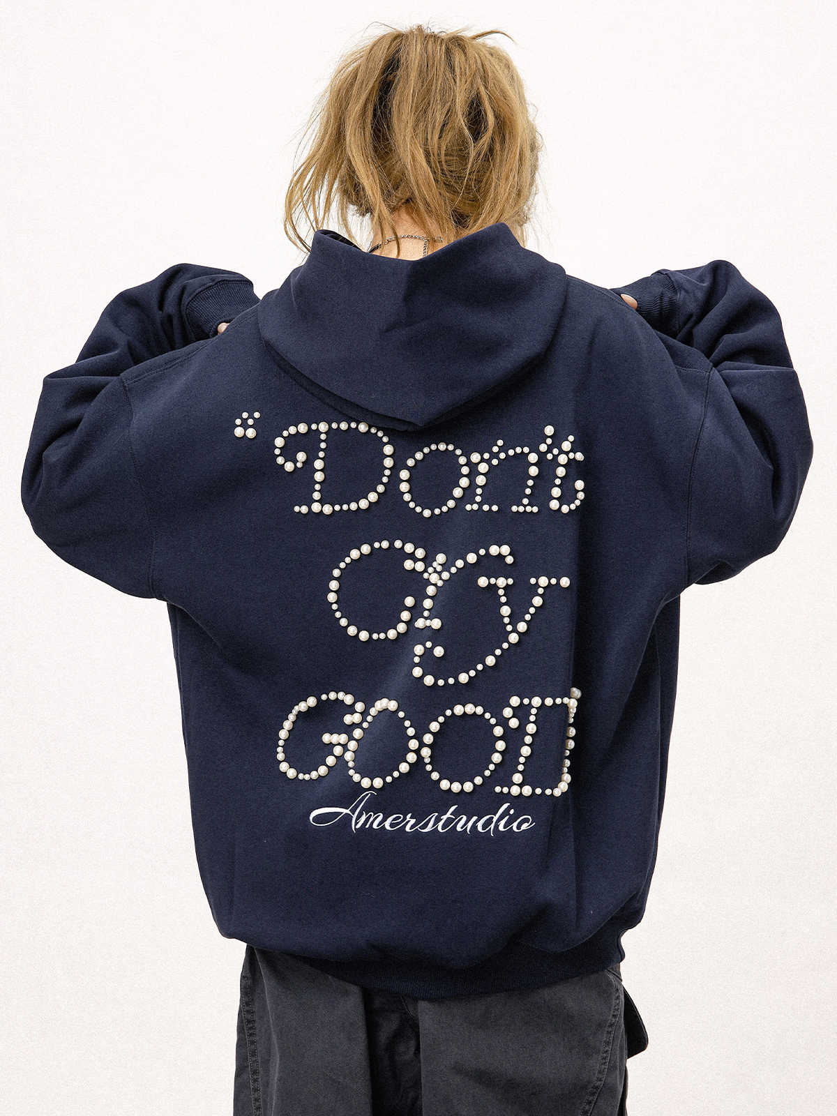 Women's Pearl Hooded Loose Autumn Winter Sweater Jacket