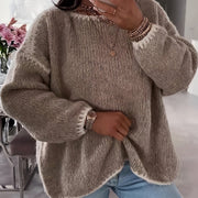 Female Loose and Casual Off-the-shoulder Solid-color Sweater
