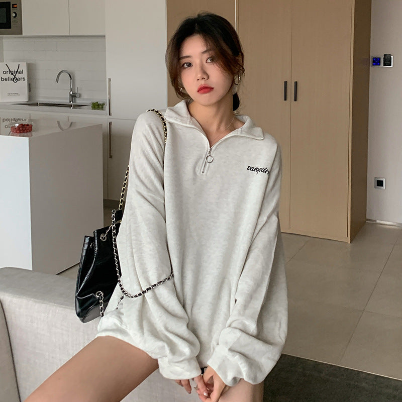 Women's Velvet Stand Collar Sweater