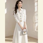 Elegant White V-Neck Shirt Dress for Formal Wear
