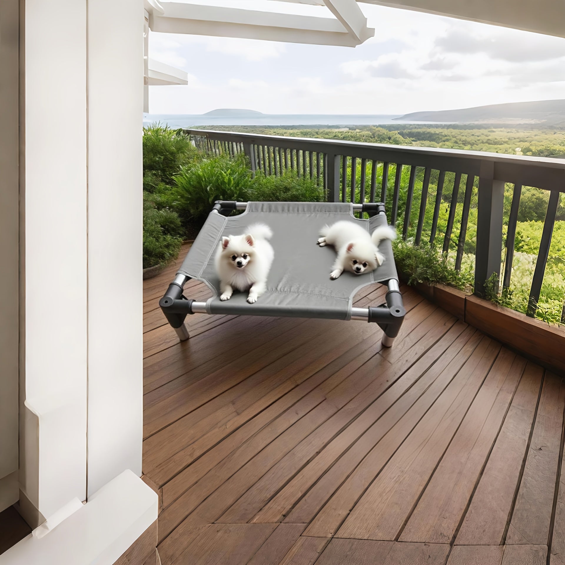 1Pc Gray Pet Bed With Breathable Mesh & Stainless Steel Frame - Portable Foldable Design, Easy Assembly & Storage, Durable Polyester Fiber For Small/Medium Dogs, Cats, Puppies - All-Season Use, Det...