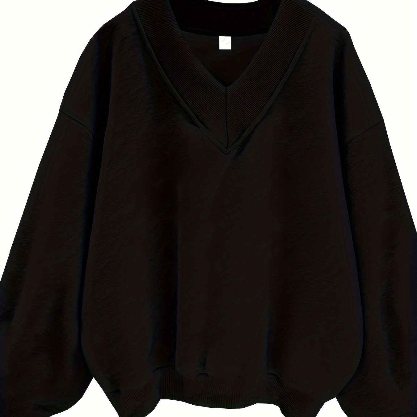 Soft Women's V‑Neck Pullover Sweatshirt with Lantern Sleeves, Machine Washable, Ribbed Cuffs